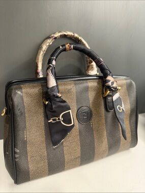 Fendi Striped Pequin Duffel Bag with Fendy dustbag and Entrupy certificate